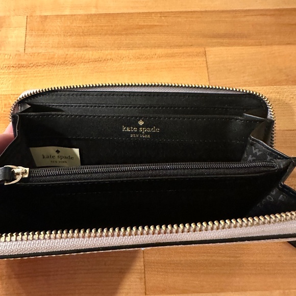 kate spade zip wallet Lacey Grand St color block light stone ice gray & black - Picture 5 of 9